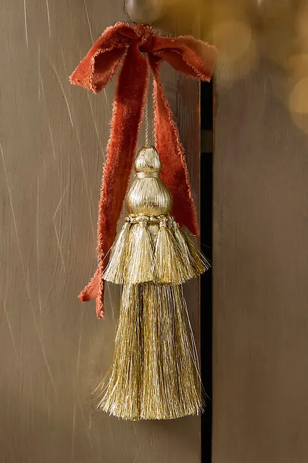 Tasseled Charm Ornament - Metallic Gold by Anthropologie