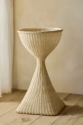 Terrain Urn Standing Planter - Beige, Rattan by Anthropologie, alternate view