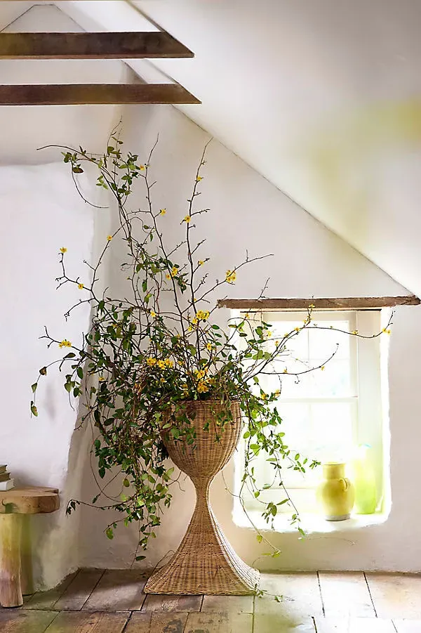Terrain Urn Standing Planter - Beige, Rattan by Anthropologie