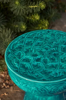 Textured Enamel Side Table - Green, Iron product