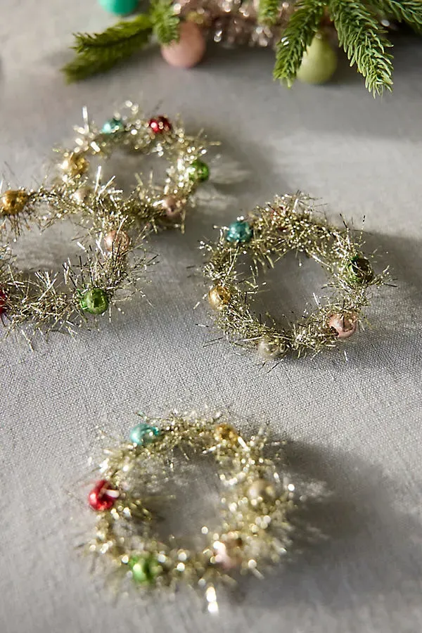 Tinsel Napkin Rings Set of 4 - Silver by Anthropologie, alternate view