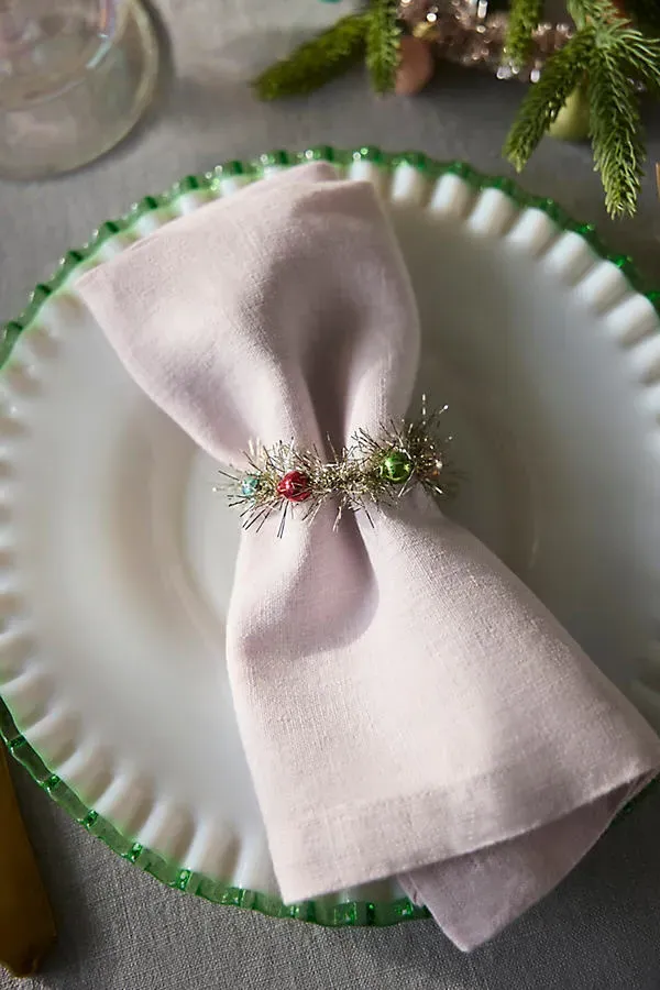 Tinsel Napkin Rings Set of 4 - Silver by Anthropologie