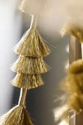 Tinsel Tassel Garland - Gold, Polyester by Anthropologie, alternate view