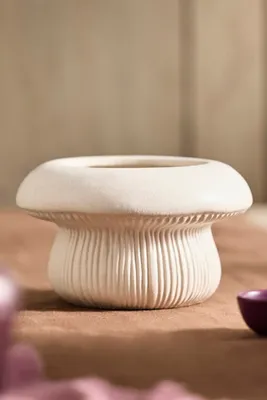 Toadstool Ceramic Planter - White, Matte Ceramic by Anthropologie, alternate view