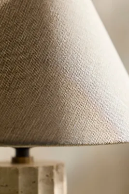 Travertine Table Lamp - Beige, Linen by Anthropologie, alternate view