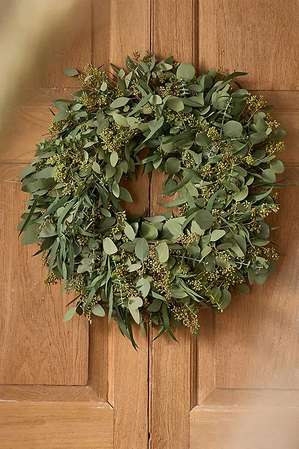 Tri-Eucalyptus Round Wreath - Green by Anthropologie