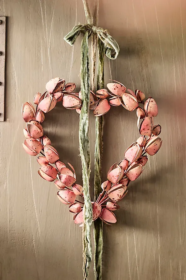 Tulip Heart Iron Wreath - Pink by Anthropologie
