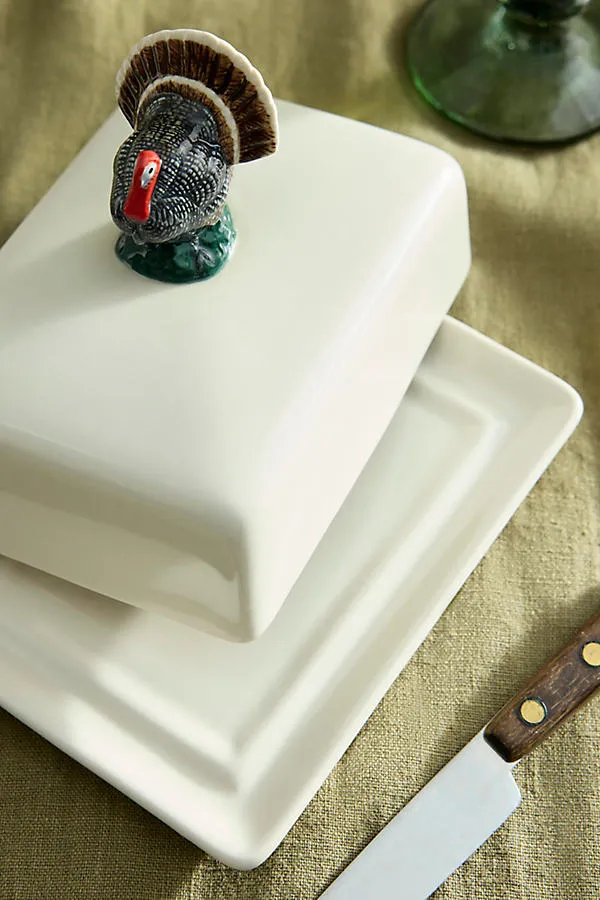 Turkey Stoneware Butter Dish by Anthropologie, alternate view