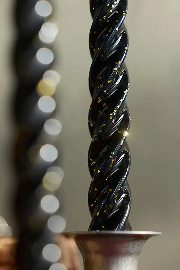 Twisty Tapers Set of 6 - Black Glitter, Paraffin Wax by Anthropologie, alternate view