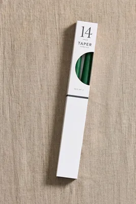 Unscented Tall Taper Candle Set - Green, Cotton by Anthropologie, alternate view
