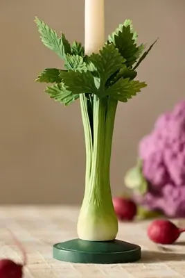Vegetable Taper Candle Holder - Green by Anthropologie, image 2