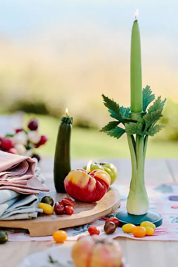 Vegetable Taper Candle Holder - Green by Anthropologie