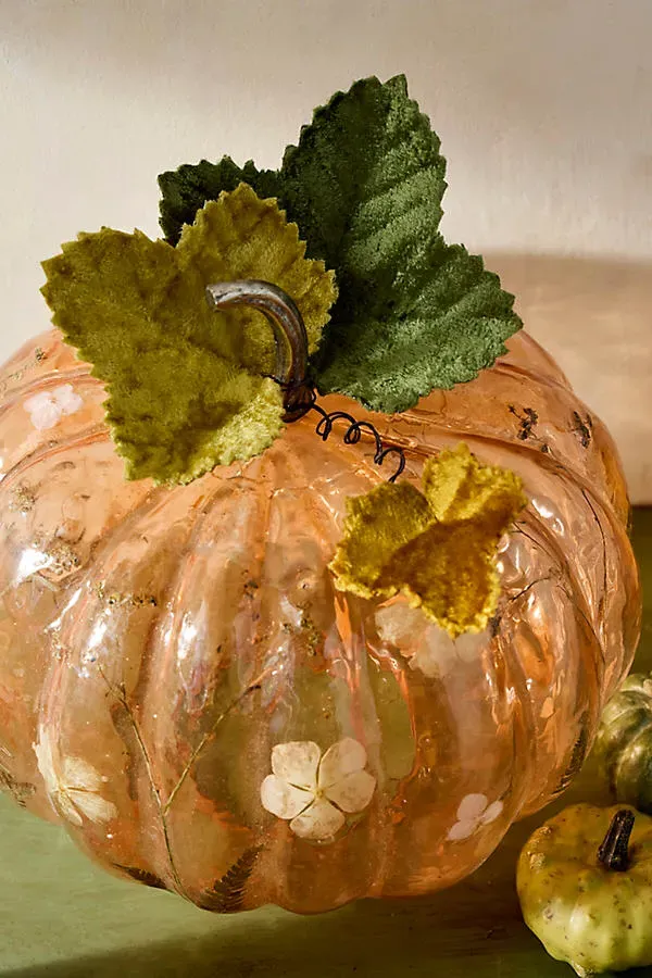 Velvet Pumpkin Leaves Set of 3 - Green by Anthropologie
