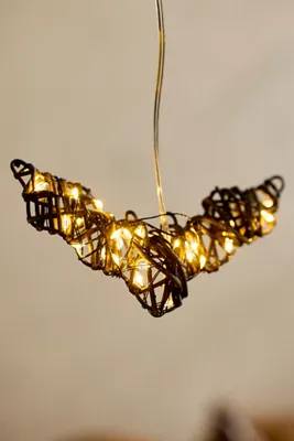 Vine Bat LED Light Strand - Black, Rattan by Anthropologie, alternate view