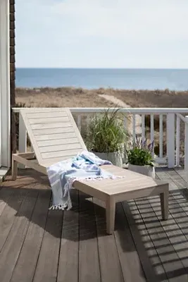 Vista Slatted Teak Chaise Lounge - Grey, Teak product