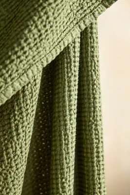 Waffle Linen + Cotton Throw - Green by Anthropologie, alternate view