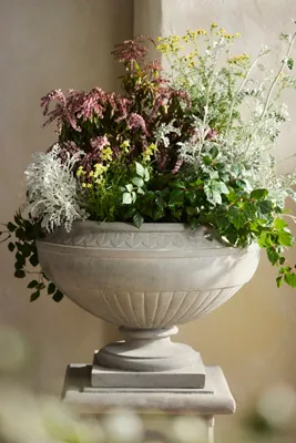 Washed Stone Urn Planter - Ivory product