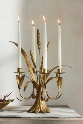 Wheat Candelabra - Gold by Anthropologie, alternate view