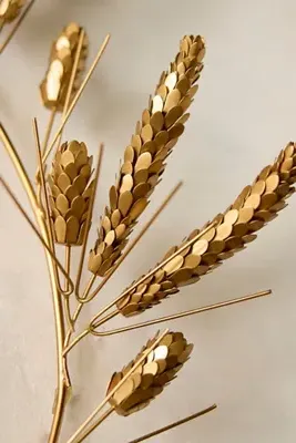 Wheat Field Iron Oval Wreath - Gold by Anthropologie, alternate view