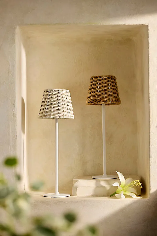 Wicker Solar Table Lamp - Ivory product