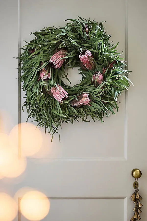 Willow Eucalyptus & Protea Wreath - 20" by Anthropologie