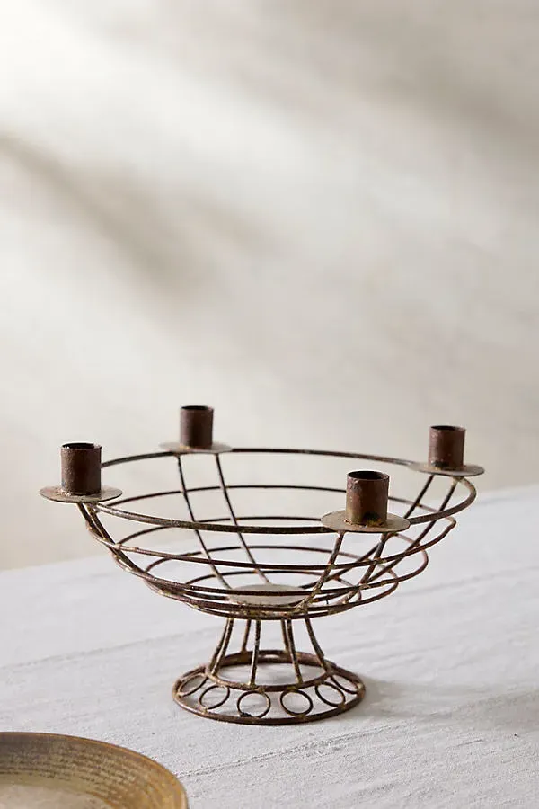 Wire Basket Candelabra - Brown, Wire by Anthropologie, alternate view