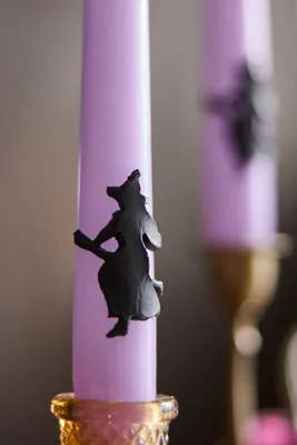 Witch + Broomstick Taper Candles Set of 2 - Purple by Anthropologie, alternate view