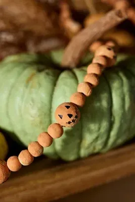 Wooden Pumpkin Garland - Orange, Mango Wood by Anthropologie, image 2