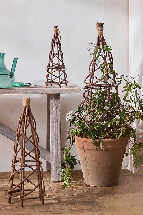Woven Willow Mini Garden Obelisk 12" - Beige by Anthropologie