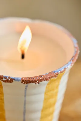 Yellow Stripe Citronella Candle - Yellow, Ceramic by Anthropologie, alternate view