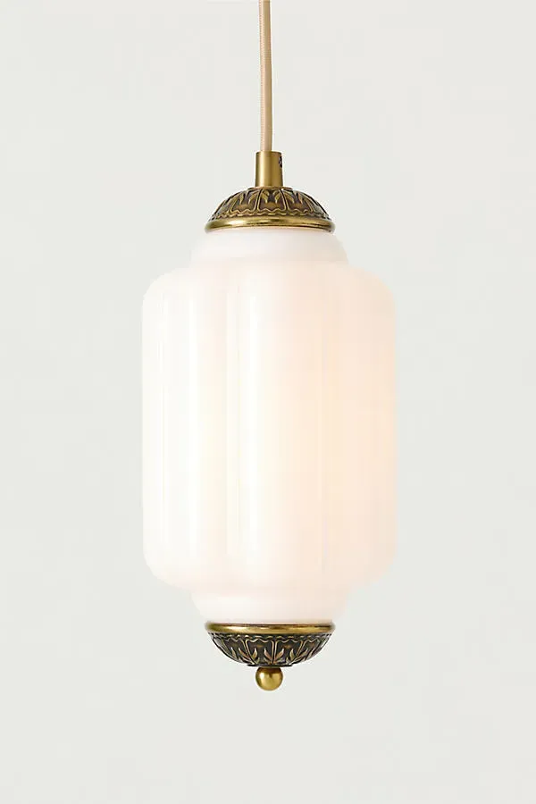 Eloise Scallop Petite Pendant Ceiling Light - Ivory, Milk Glass by Anthropologie