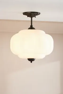Eloise Scalloped Semi-Flush Mount Light - Ivory, Milk Glass product