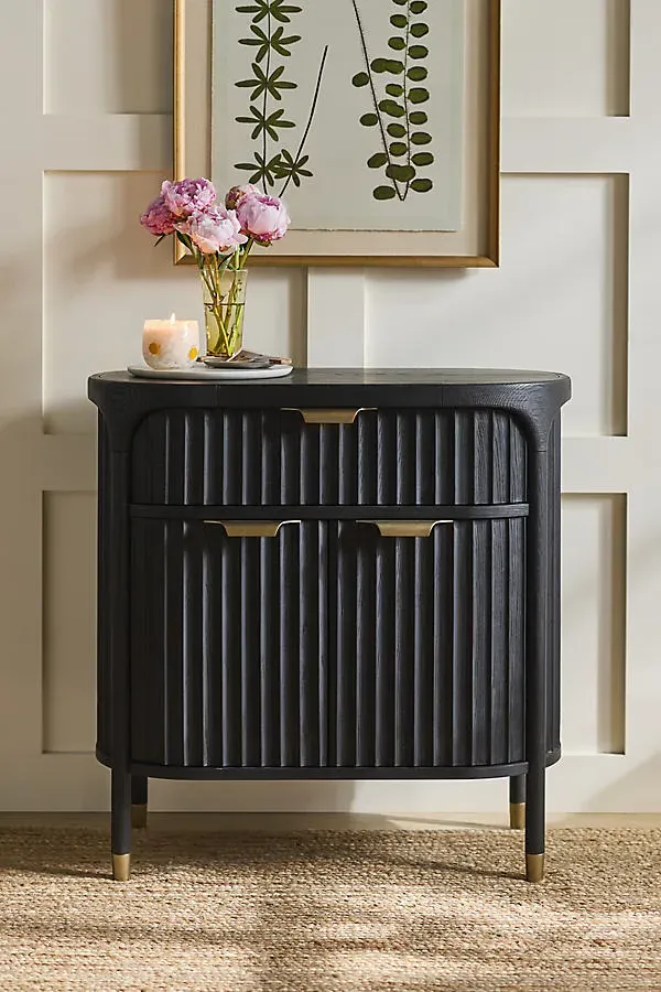 Isla Fluted-Wood Entryway Cabinet - Black by Anthropologie