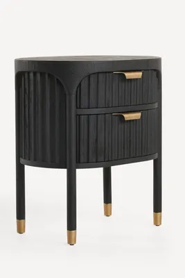 Isla Fluted-Wood Two-Drawer Nightstand - Black product
