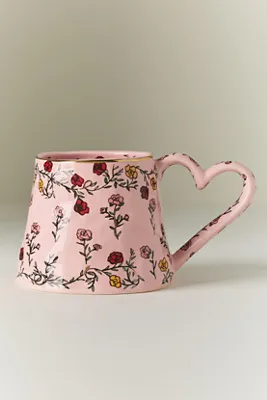 Blooming Hearts Stoneware Mug - Pink by Anthropologie, image 2
