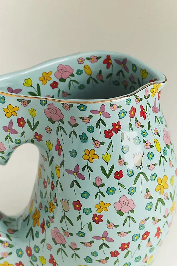 Blooming Hearts Stoneware Pitcher - Multicolour alternate view