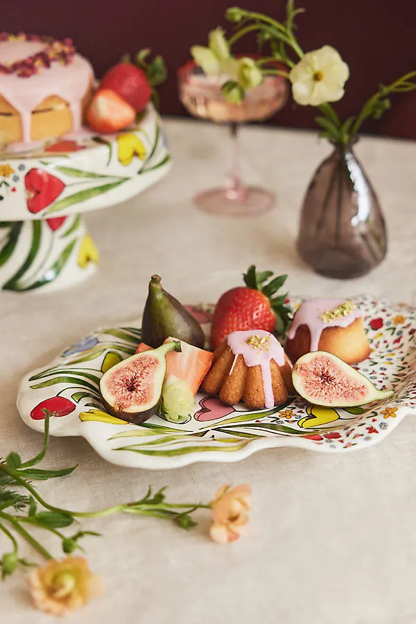 Blooming Hearts Stoneware Platter - Multicolour by Anthropologie