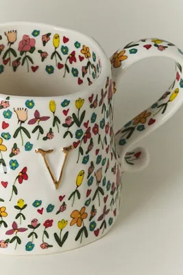 Stoneware Monogram Mug - 24k Gold Accent product