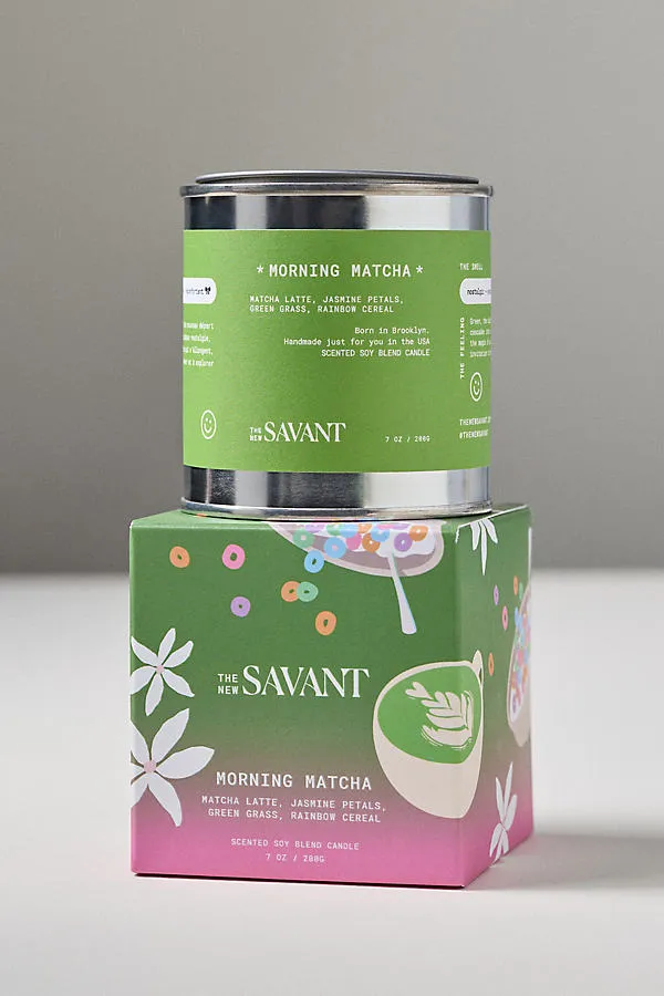 Gourmand Morning Matcha Tinned Candle - Green, Cotton product