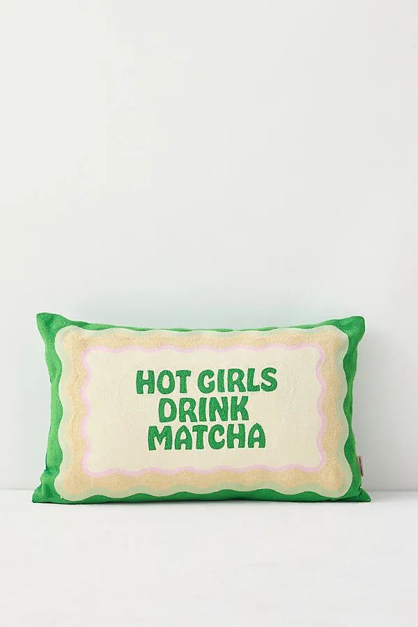 Hot Girls Drink Matcha Cushion - Cotton, Velvet product