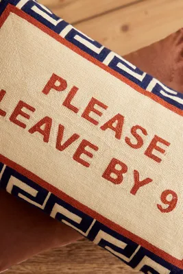 Please Leave By Nine Needlepoint Cushion - Navy, Cotton product