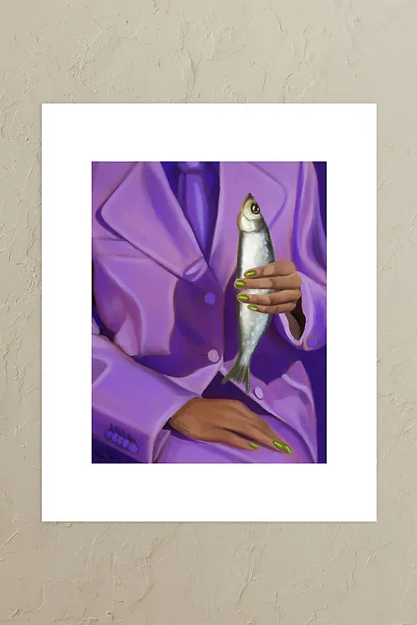 Eva And Her Fish Friend Wall Art Print product