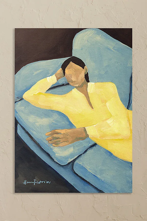 Hanna Peterson Blue Sofa Small Wall Art Print - Fine Art Paper product