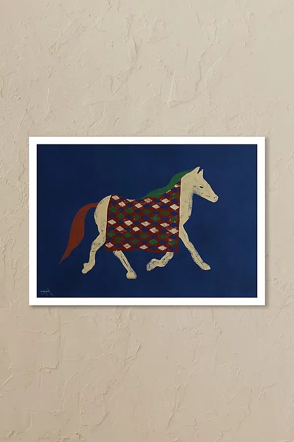 Horse Stories Wall Art Print - Blue product