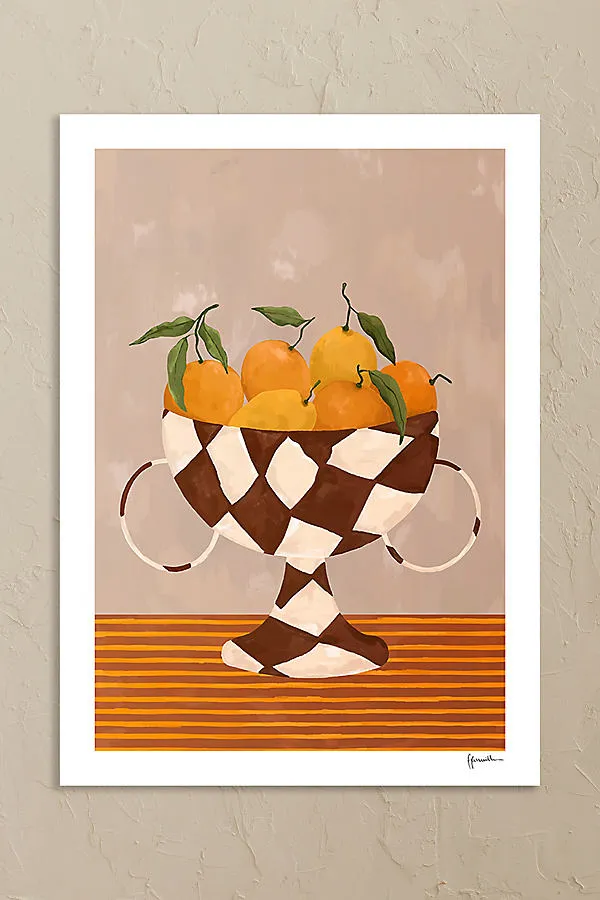 Lemons & Oranges in Checkered Vase Art Print - Small product