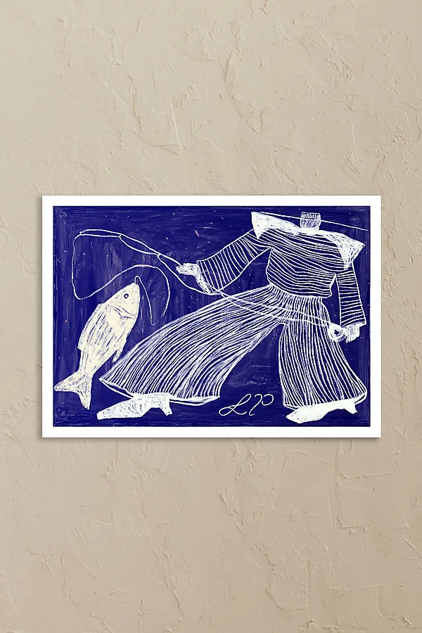 Lucia Tuffley Fishing Wall Art Print - Blue, Fine Art Paper product
