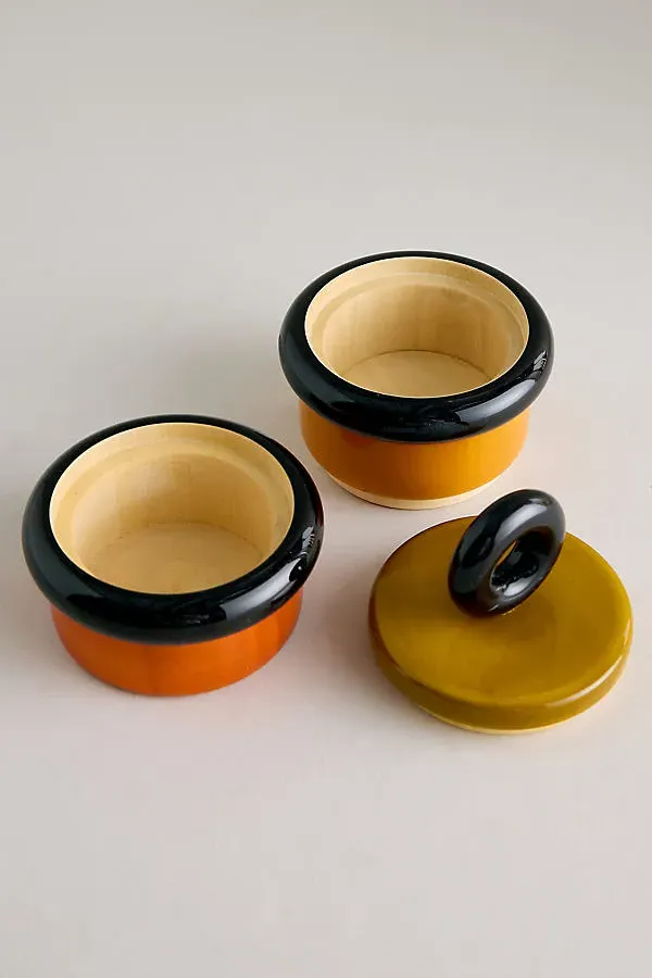Tipu Stackable Pinch Pot - Orange, Lacquered Wood product