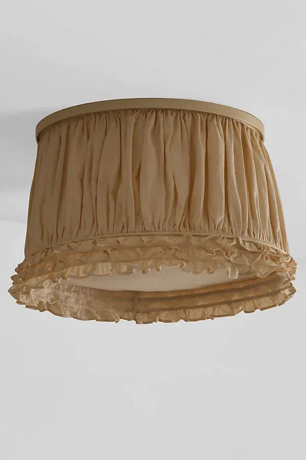 Tulip Shades Hand-Stitched Flush Mount Shade - Beige, Cotton by Anthropologie