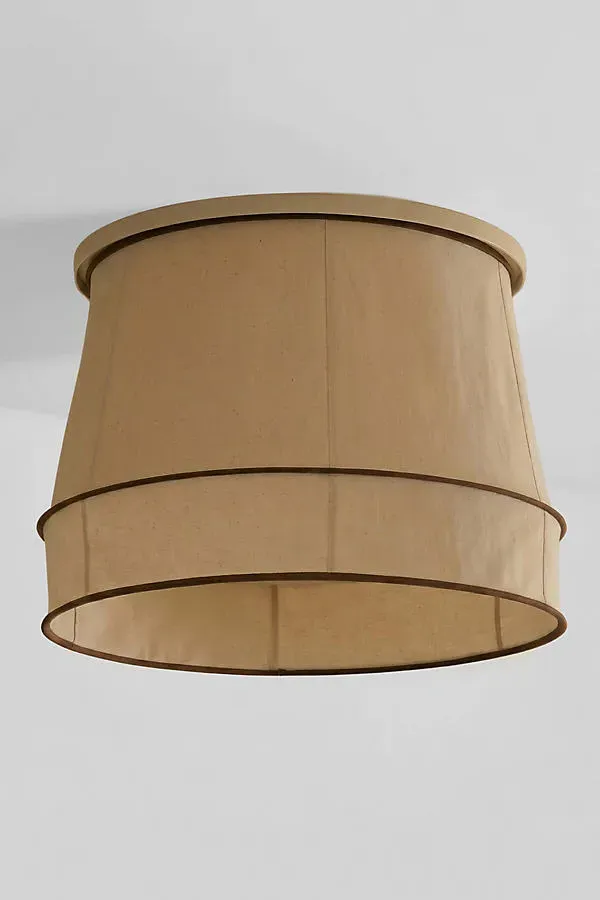 Tulip Shades Hand-Stitched Flush Mount Shade - Brown, Cotton by Anthropologie