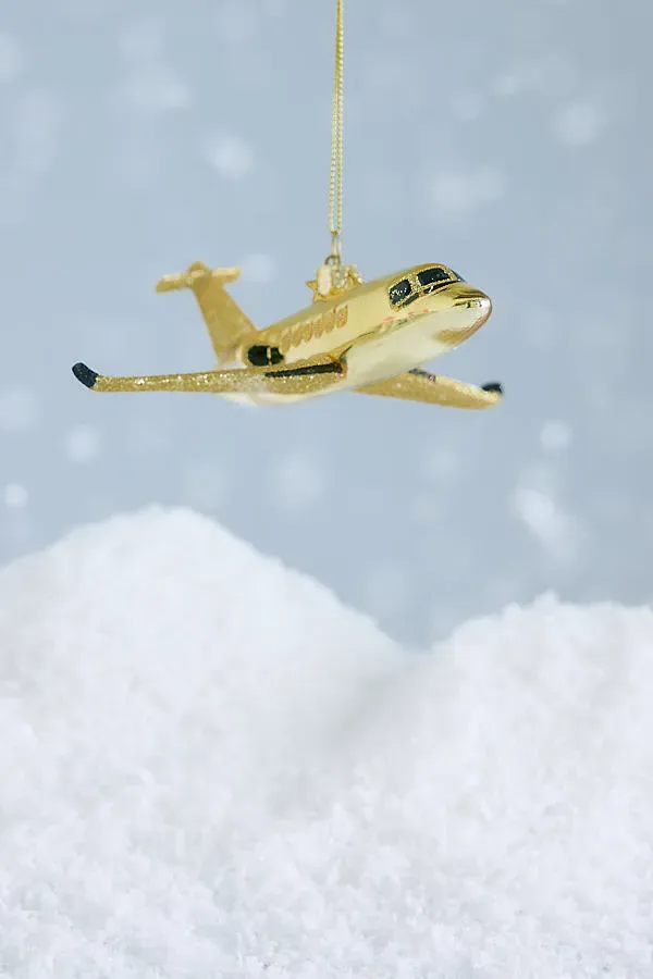 Glass Airplane Ornament - Gold by Anthropologie